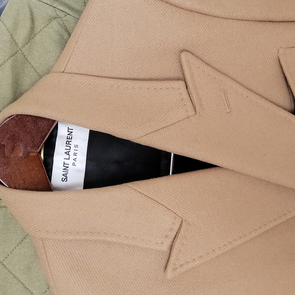 Saint laurent tan wool long pea coat F34 - Picture 3 of 16